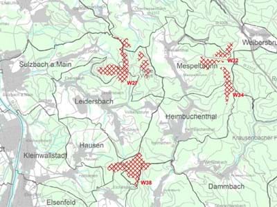 Ausschnitt Vorranggebiete Windkraft